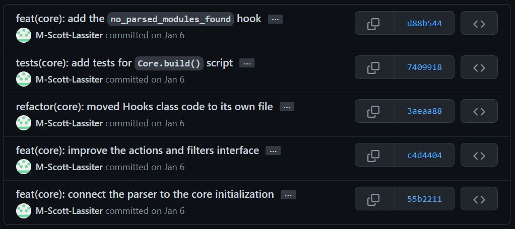 3D artists should understand the basic concepts of Git. These are screenshots of the GraphicDocs project Git log showing several commits.